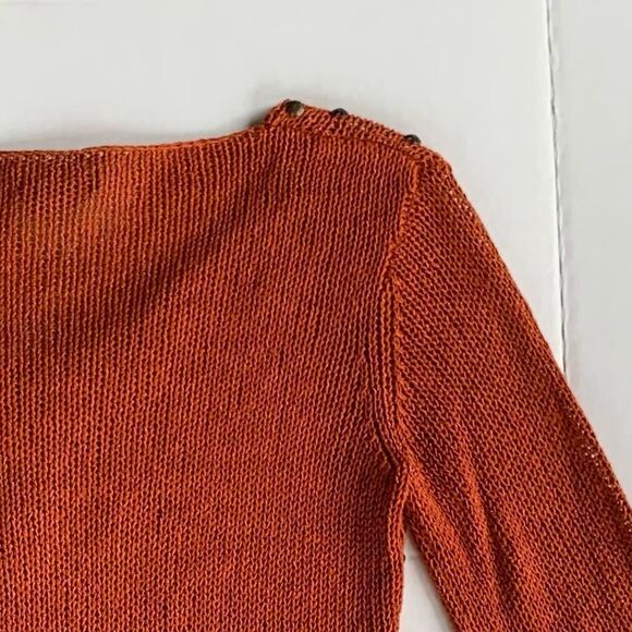 BCBGMaxazria embellished loose knit 3/4 sleeve tunic rustic burnt orange Large - Picture 5 of 10
